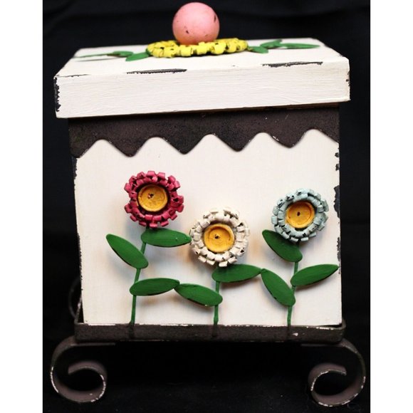 Southern Living Home Secret Garden Box Wooden Metal Distressed Farmhouse Flowers - Picture 2 of 11